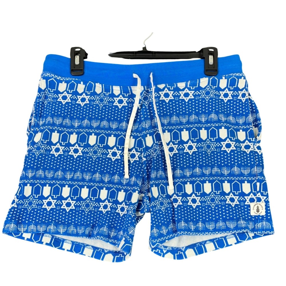 Chubbies Hanukkah Lounge Shorts Mens M Fair Isle Dreidel Menorah Holiday Pajamas